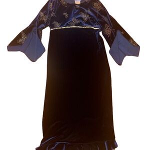 Vintage Girls Size 14 Navy Blue Velvet Dress Butterflies Goth 90s Y2K Sparkly
